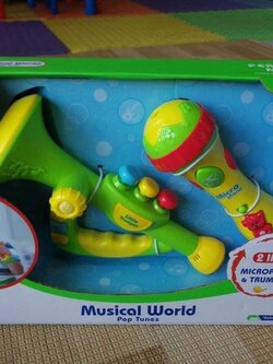 ✅ใส่ถ่าน + มีเสียง Musical world (2in1 microphone + trumpet)