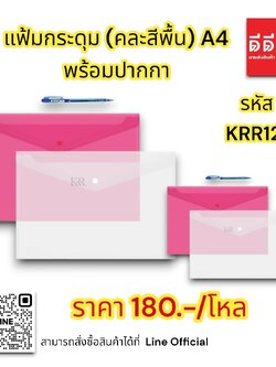 แฟ้มกระดุม (คละสีพื้น) A4 พร้อมปากกา