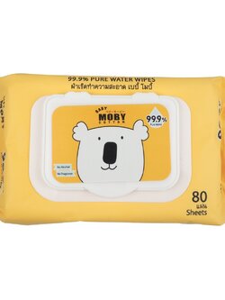 Baby Moby, ผ้าเช็ดทำสะอาด เบบี้ โมบี้ 99.9% เพียววอเตอร์ ขนาด 80 แผ่น