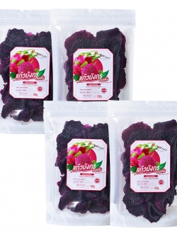 แก้วมังกรอบแห้ง(สูตรไม่มีน้ำตาล) ช่วยชะลอวัยและลดริ้วรอย น้ำหนัก 100 กรัม (แพ็ค 4 ถุง)