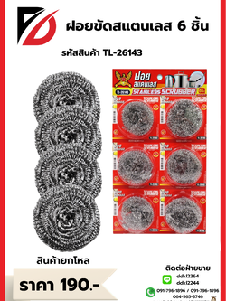 ฝอยขัดหม้อสแตนเลส 6 ชิ้น