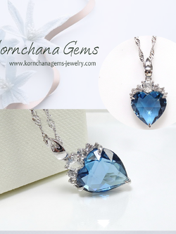 จี้พลอยแท้ พลอยหัวใจสีน้ำเงิน พลอยลอนดอนบลูโทพาส เล่นไฟ ใสวิ๊ง สวยมากๆค่ะ เหมาะสำหรับเป็นของขวัญคนสำคัญในวันพิเศษ ชิ้นงานประณีตสุดๆ