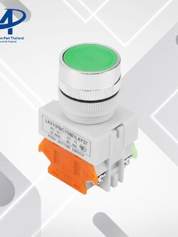 สวิตซ์ กดติด/ปล่อยดับ มีไฟโชว์(เขียว) LAY37-11DN(PBCY090) 220V