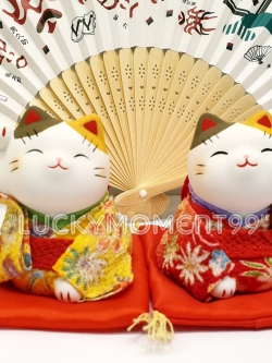 แมวกวักชุดกิโมโน นำเข้าจากญี่ปุ่น เซ็ตคู่ แบบนั่ง