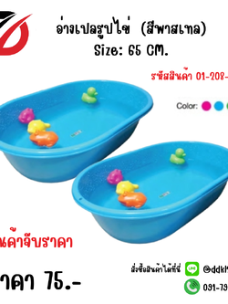 อ่างเปลรูปไข่ (สีพาสเทล) Size: 65 CM.