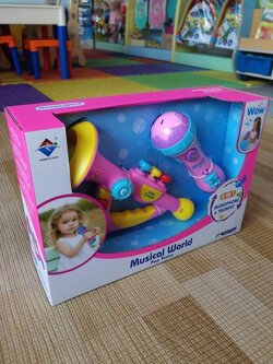 ✅ใส่ถ่าน + มีเสียง Musical world (2in1 microphone + trumpet)