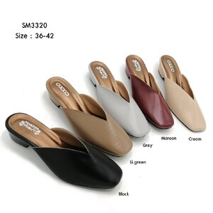 รองเท้าแฟชั่นหุ้มหัวเปิดหลังทรงหัวตัด หนังนิ่ม น้ำหนักเบา sm3320 มีไซส์ใหญ่ถึง42