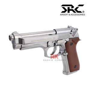 SRC Beretta M92 กริปไม้ GBB - Silver