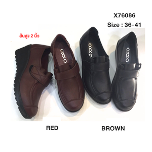 รองเท้าคัชชู รองเท้าเพื่อสุขภาพหนังนิ่ม รองเท้าทำงาน หญิง ส้นเตารีด oxxo พี้นสูง2นิ้ว ใส่สบาย X76086