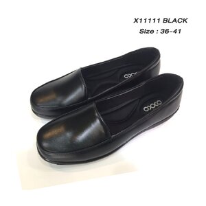 รองเท้าคัชชูส้นเตี้ย รองเท้าเพื่อสุขภาพหนังนิ่ม รองเท้านักเรียน ส้นเตารีด oxxo พี้นสูง1นิ้ว ใส่สบาย X11111