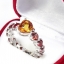Heart Citrin ring แหวนรอบวงพลอยซิทรินรูปหัวใจสีเหลือง สลับพลอยการ์เนทสีน้ำตาลแดงรูปหัวใจรอบวง ชุบทองคำขาว