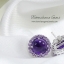 ต่างหูคนเกิดวันเสาร์ ต่างหูพลอย amethyst หลังเบี้ยสีม่วงสดล้อมอเมทิสท์สีม่วงอ่อน ตัวเรือนเงินแท้ ชิ้นงานคุณภาพ ประณีตสุดๆ ไม่พอใจยินดีคืนเงิน
