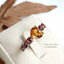 Heart Citrin ring แหวนรอบวงพลอยซิทรินรูปหัวใจสีเหลือง สลับพลอยการ์เนทสีน้ำตาลแดงรูปหัวใจรอบวง ชุบทองคำขาว