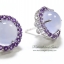 อัญมณีคนเกิดวันศุกร์ พลอยโมรา blue chalcedony พลอยสีฟ้าสวยหวาน ล้อมอเมทิสท์สีม่วงเข้ม ทั้งเซ็ทประกอบด้วยแหวน ต่างหู จี้พร้อมสร้อยคอเงินแท้