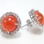 อัญมณีสำหรับคนเกิดวันพฤหัส พลอยโมรา orange chalcedony สีส้มสดใส ล้อมด้วยพลอยสีขาว ทั้งเซ็ทประกอบด้วยแหวน ต่างหู จี้พร้อมสร้อย ชิ้นงานคุณภาพ