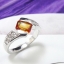 Citring ring แหวนซิทริน (พลอยสีเหลือง) ทรงสี่เหลี่ยม แต่งบ่าข้างด้วยพลอยขาว white topaz ชุบทองคำขาว