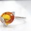 Citrin oval ring แหวนซิทริน (แหวนพลอยผู้หญิง) พลอยรูปไข่สีเหลืองเจิดจ้า ชุบทองคำขาว ตัวเรือนเงินแท้ ดีไซน์เก๋