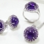 อัญมณีคนเกิดวันเสาร์ พลอยอเมทิสท์ amethyst สีม่วงเข้มสวยล้อมสีม่วงอ่อน ทั้งเซ็ทประกอบด้วยแหวน ต่างหู จี้พร้อมสร้อยคอเงินแท้ ชุบไมครอนประณีตสุดๆ