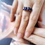 แหวนแถวพลอยไพลินแท้ พลอยสีน้ำเงินเข้มสวยทรงวงรี พลอยสำหรับคนเกิดเดือนกันยา ตัวเรือนเงินแท้ ชิ้นงานประณีต จัดส่งรวดเร็ว