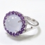 อัญมณีคนเกิดวันศุกร์ พลอยโมรา blue chalcedony พลอยสีฟ้าสวยหวาน ล้อมอเมทิสท์สีม่วงเข้ม ทั้งเซ็ทประกอบด้วยแหวน ต่างหู จี้พร้อมสร้อยคอเงินแท้