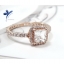 white topaz square แหวนพลอยโทพาสทรงสี่เหลี่ยมล้อมพลอยขาวเม็ดเล็กรอบวง ชุบพิงค์โกลด์ ชิ้นงานประณีต ตัวเรือนเงินแท้