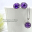 อัญมณีคนเกิดวันเสาร์ พลอยอเมทิสท์ amethyst สีม่วงเข้มสวยล้อมสีม่วงอ่อน ทั้งเซ็ทประกอบด้วยแหวน ต่างหู จี้พร้อมสร้อยคอเงินแท้ ชุบไมครอนประณีตสุดๆ