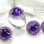อัญมณีคนเกิดวันเสาร์ พลอยอเมทิสท์ amethyst สีม่วงเข้มสวยล้อมสีม่วงอ่อน ทั้งเซ็ทประกอบด้วยแหวน ต่างหู จี้พร้อมสร้อยคอเงินแท้ ชุบไมครอนประณีตสุดๆ