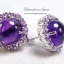 ต่างหูคนเกิดวันเสาร์ ต่างหูพลอย amethyst หลังเบี้ยสีม่วงสดล้อมอเมทิสท์สีม่วงอ่อน ตัวเรือนเงินแท้ ชิ้นงานคุณภาพ ประณีตสุดๆ ไม่พอใจยินดีคืนเงิน