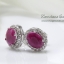 ต่างหูพลอยทับทิมแท้ ล้อมด้วยพลอยขาว white topaz สวยหรู สำหรับใส่ไปงานเลี้ยง งานแต่งงาน หรือใส่กับชุดไทย ขนาดต่างหู 1.6 cm.
