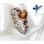 Heart Citrin ring แหวนรอบวงพลอยซิทรินรูปหัวใจสีเหลือง สลับพลอยการ์เนทสีน้ำตาลแดงรูปหัวใจรอบวง ชุบทองคำขาว