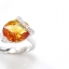 Citrin oval ring แหวนซิทริน (แหวนพลอยผู้หญิง) พลอยรูปไข่สีเหลืองเจิดจ้า ชุบทองคำขาว ตัวเรือนเงินแท้ ดีไซน์เก๋