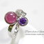 แหวนพลอย 3 สีเก๋ๆ พลอยทับทิมหลังเบี้ยสีชมพูหวาน,อเมทิสท์สีม่วงและพลอยขาวไวท์โทพาส ตัวเรือนเงินแท้ silver925 ชิ้นงานประณีต