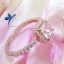 white topaz square แหวนพลอยโทพาสทรงสี่เหลี่ยมล้อมพลอยขาวเม็ดเล็กรอบวง ชุบพิงค์โกลด์ ชิ้นงานประณีต ตัวเรือนเงินแท้