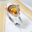 Citrin oval ring แหวนซิทริน (แหวนพลอยผู้หญิง) พลอยรูปไข่สีเหลืองเจิดจ้า ชุบทองคำขาว ตัวเรือนเงินแท้ ดีไซน์เก๋