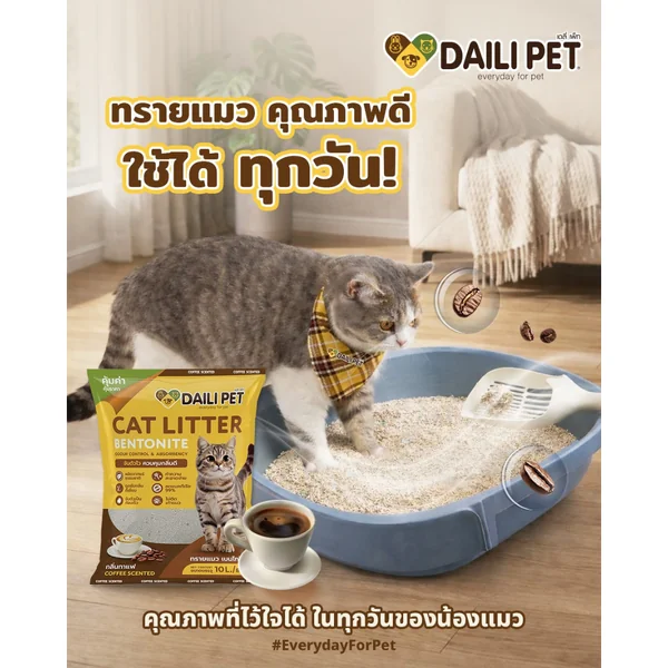 DAILI PET เดลี่ เพ็ท ทรายแมวเบนโทไนท์ จับตัวเป็นก้อนดี หอม เก็บกลิ่นดีเยี่ยม image 2 DAILI PET เดลี่ เพ็ท ทรายแมวเบนโทไนท์ จับตัวเป็นก้อนดี หอม เก็บกลิ่นดีเยี่ยม image 2