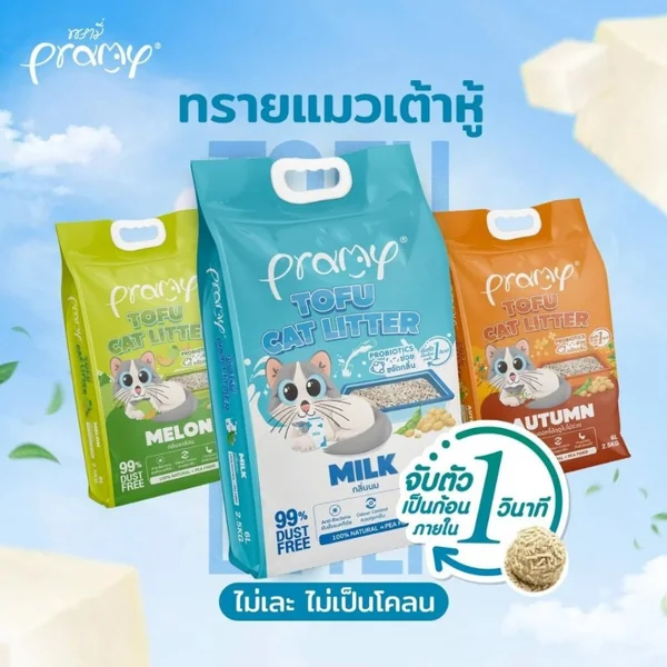 Pramy พรามี่ ทรายแมวเต้าหู้ ทรายแมว ฝุ่นน้อย จับตัวเป็นก้อนเร็ว ไม่ติดเท้าแมว 6L image 2 Pramy พรามี่ ทรายแมวเต้าหู้ ทรายแมว ฝุ่นน้อย จับตัวเป็นก้อนเร็ว ไม่ติดเท้าแมว 6L image 2