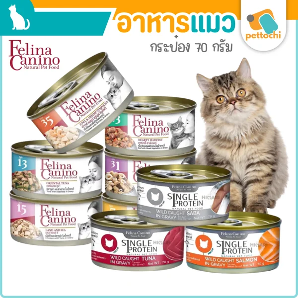 Felina Canino อาหารเปียกแมว ไม่เติมเกลือ ไม่ใส่วัตถุกันเสีย ขนาด 70 กรัม 1 กป Felina Canino อาหารเปียกแมว ไม่เติมเกลือ ไม่ใส่วัตถุกันเสีย ขนาด 70 กรัม 1 กป