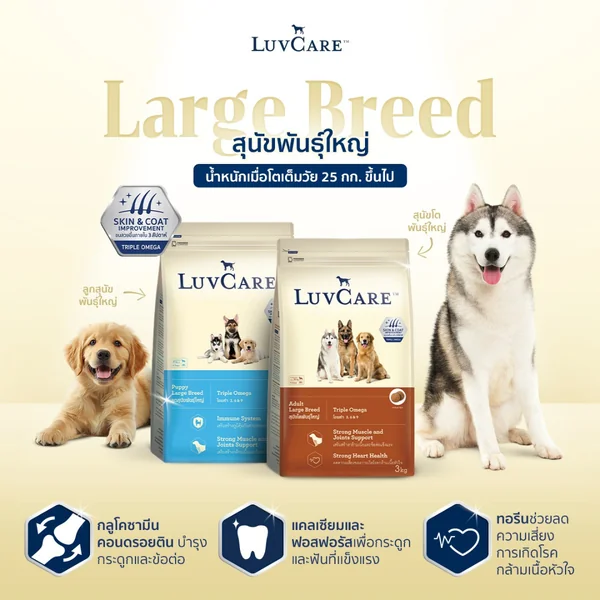 LuvCare อาหารสุนัขบำรุงขนและผิว สำหรับพันธุ์เล็ก กลาง ใหญ่ ทุกวัย ขนาด 500-3 kg image 8 LuvCare อาหารสุนัขบำรุงขนและผิว สำหรับพันธุ์เล็ก กลาง ใหญ่ ทุกวัย ขนาด 500-3 kg image 8