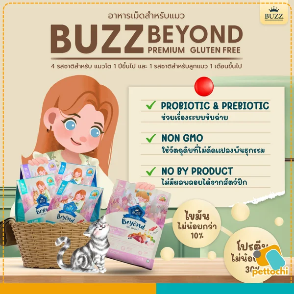 Buzz Beyond บัซซ์ บียอนด์ อาหารแมวเกรดพรีเมี่ยม ขนาด 7Kg image 2 Buzz Beyond บัซซ์ บียอนด์ อาหารแมวเกรดพรีเมี่ยม ขนาด 7Kg image 2