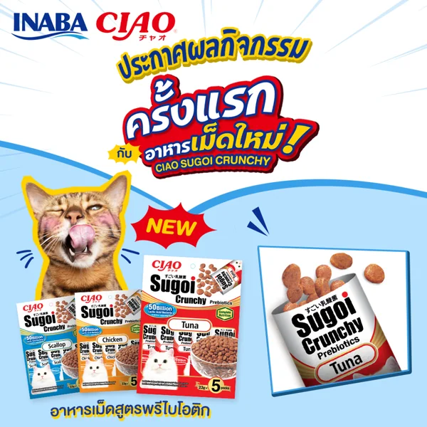 CIAO Sugoi Crunchy ครันชี่เม็ด อาหารเม็ดแมวเกรดพรีเมี่ยม สูตรเสริมพรีไบโอติก image 2