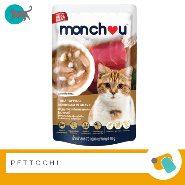 Monchou อาหารเปียกแมวในน้ำเกรวี่ 12 ซอง image 4 Monchou อาหารเปียกแมวในน้ำเกรวี่ 12 ซอง image 4