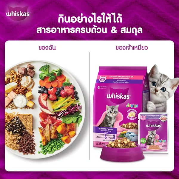 Whiskas วิสกัส อาหารเพื่อสุขภาพและคุณค่าทางโภชนาการสำหรับแมวและลูกแมว 450g-3Kg image 5 Whiskas วิสกัส อาหารเพื่อสุขภาพและคุณค่าทางโภชนาการสำหรับแมวและลูกแมว 450g-3Kg image 5