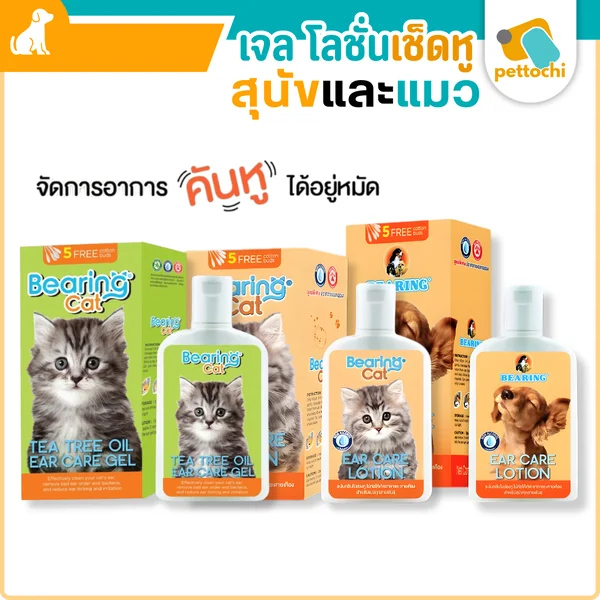 Bearing Ear แบริ่งเจล/โลชั่นทำความสะอาดหู สำลีพันไม้ สุนัขและแมว 100ml ไม่ระคายเคือง Bearing Ear แบริ่งเจล/โลชั่นทำความสะอาดหู สำลีพันไม้ สุนัขและแมว 100ml ไม่ระคายเคือง