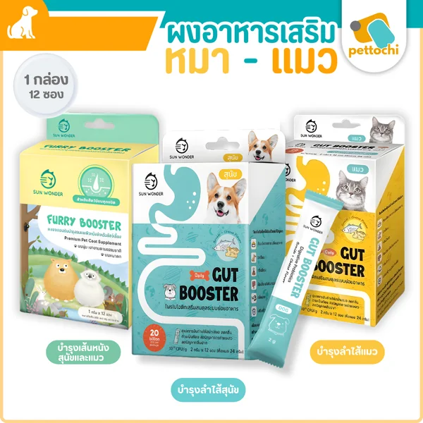Sun Wonder Furry/Gut Booster ผงอาหารเสริมสุนัขและแมว 1กล่อง(12 ซอง) Sun Wonder Furry/Gut Booster ผงอาหารเสริมสุนัขและแมว 1กล่อง(12 ซอง)
