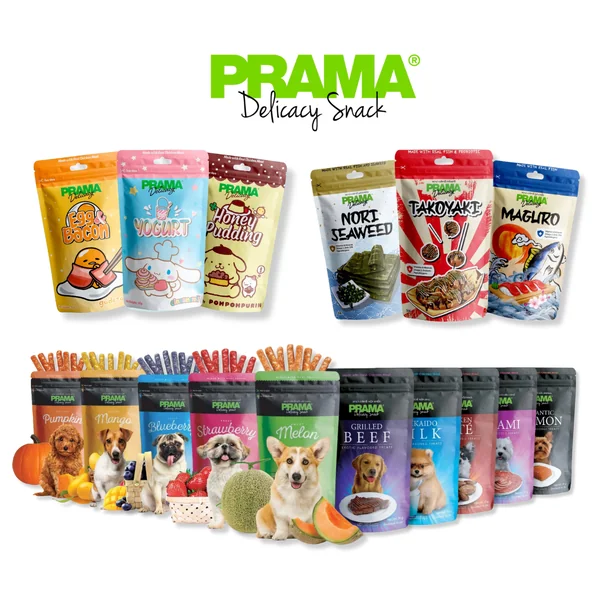 Prama พราม่า ขนมสุนัข Dog Snack ผลิตจากเนื้อไก่แท้ 50 - 70 กรัม ครบรส image 10 Prama พราม่า ขนมสุนัข Dog Snack ผลิตจากเนื้อไก่แท้ 50 - 70 กรัม ครบรส image 10