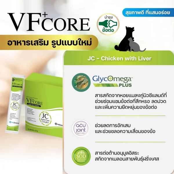 VF+Core อาหารเสริมสำหรับสุนัขและแมว 30 ซอง image 2 VF+Core อาหารเสริมสำหรับสุนัขและแมว 30 ซอง image 2