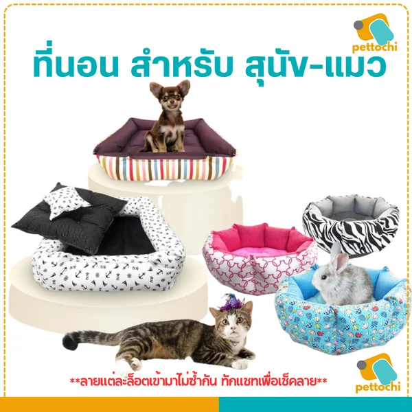 Pet Beds ที่นอนสัตว์เลี้ยง เบาะนอน ที่นอนหมาแมว คละลาย เบาะนุ่ม ระบายอากาศดี ซักได้ image 8