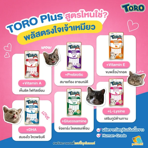 Toro Plus Super Food ขนมแมวเลีย รวมทุกรสชาติ แพ็ค 5 ชิ้น 14g - 15g อร่อยฟินเกินห้ามใจ image 2 Toro Plus Super Food ขนมแมวเลีย รวมทุกรสชาติ แพ็ค 5 ชิ้น 14g - 15g อร่อยฟินเกินห้ามใจ image 2