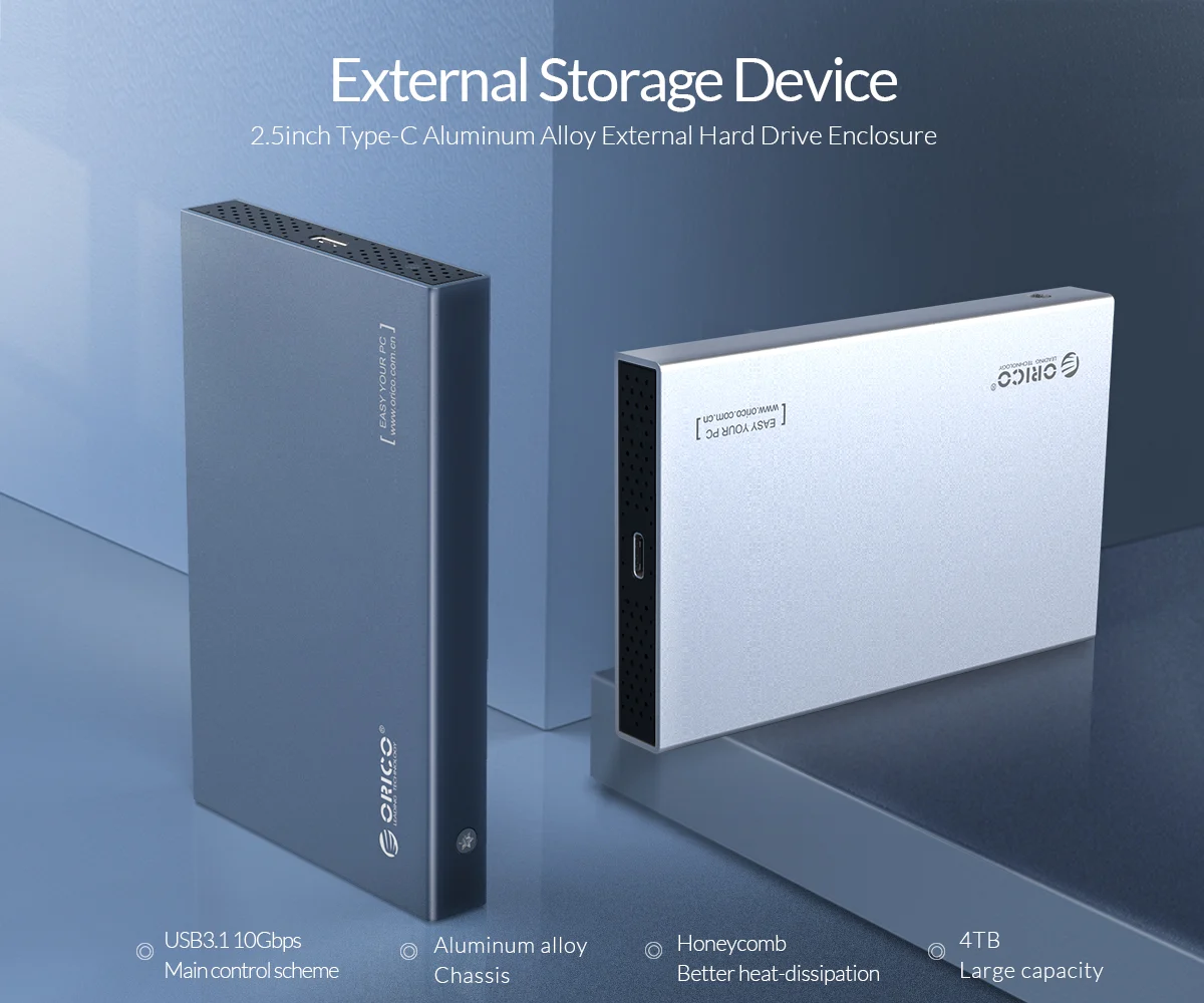 2.5 ENCLOSURE (กล่องใส่ฮาร์ดดิสก์) ORICO 2518C3-G2 ALUMINUM TYPE-C (GRAY)